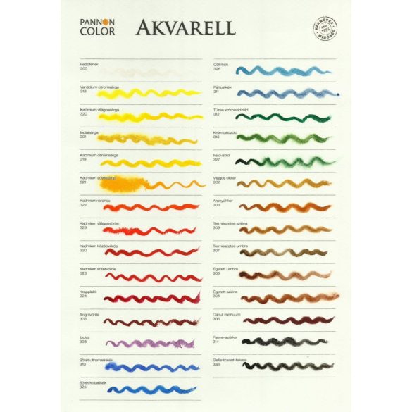 Colour Chart - Watercolours - Pannoncolor