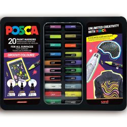   Akrilfilc készlet, KARÁCSONYI - Uni Posca Acrylic Paint Marker Groovy Colours Set, Gift box, 20pcs