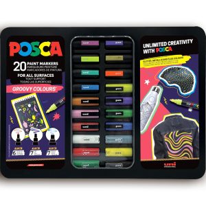 Akrilfilc készlet, KARÁCSONYI - Uni Posca Acrylic Paint Marker Groovy Colours Set, Gift box, 20pcs