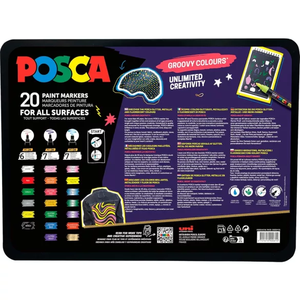 Posca filc készlet, KARÁCSONYI - Uni Posca Acrylic Paint Marker Groovy Colours Set, Gift box, 20pcs