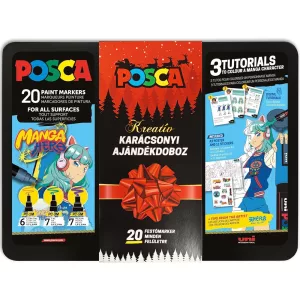 Posca filc készlet, KARÁCSONYI - Uni Posca Acrylic Paint Marker Pop Colours Set, Gift box, 20pcs - MANGA HERO