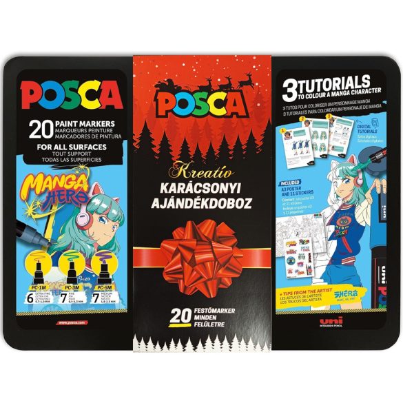 Marker Set - Uni Posca Acrylic Paint Marker Pop Colours Set, Gift box, 20pcs - MANGA HERO