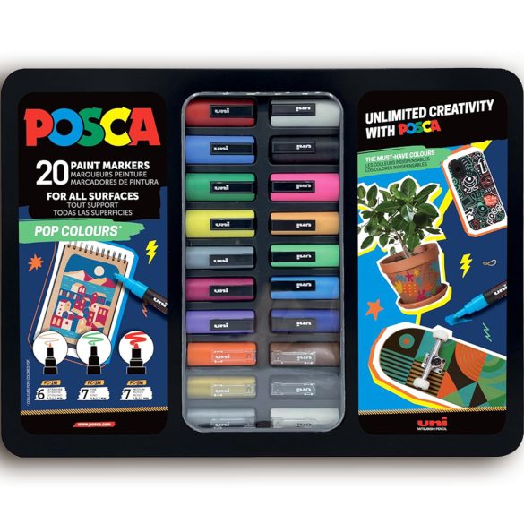 Akrilfilc készlet, KARÁCSONYI - Uni Posca Acrylic Paint Marker Pop Colours Set, Gift box, 20pcs