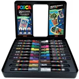 Posca filc készlet, KARÁCSONYI - Uni Posca Acrylic Paint Marker Pop Colours Set, Gift box, 20pcs