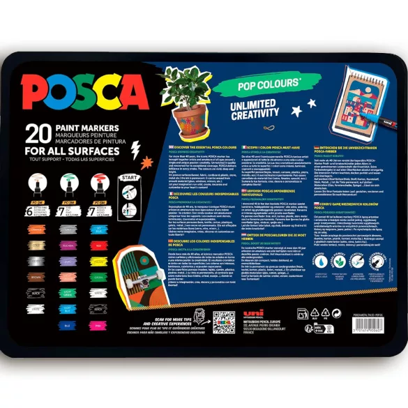 Posca filc készlet, KARÁCSONYI - Uni Posca Acrylic Paint Marker Pop Colours Set, Gift box, 20pcs