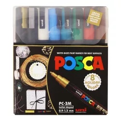   Posca filc készlet - Uni Posca Acrylic Paint Marker PC3M Set, Fine - 0,9-1.3mm - Holiday Colours
