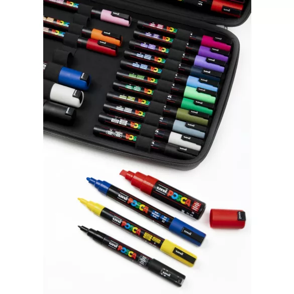 Posca filc készlet, Nagy - Uni Posca 40pcs Acrylic Paint Markers Large Set in Zipp-Case - 40pcs
