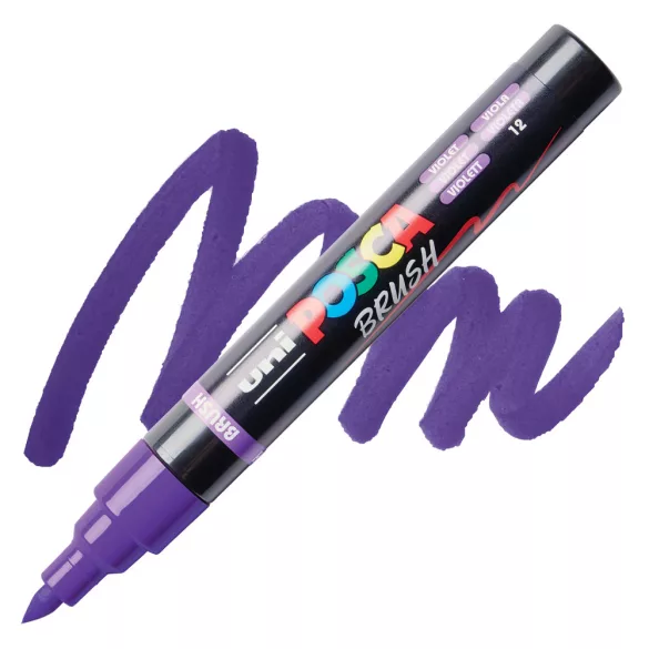 Brush Marker - Uni Posca Paint Markers with Brush Tip, 1-4mm - Violet 12