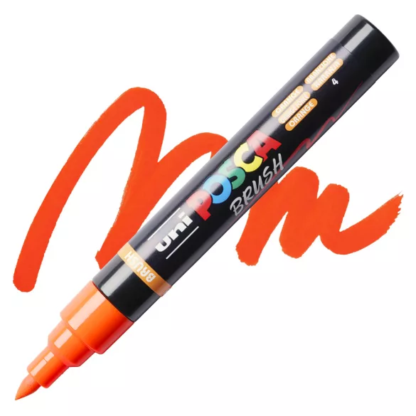 Brush Marker - Uni Posca Paint Markers with Brush Tip, 1-4mm - Orange 4