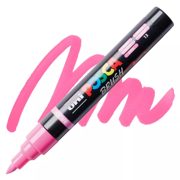 Brush Marker - Uni Posca Paint Markers with Brush Tip, 1-4mm - Pink 13