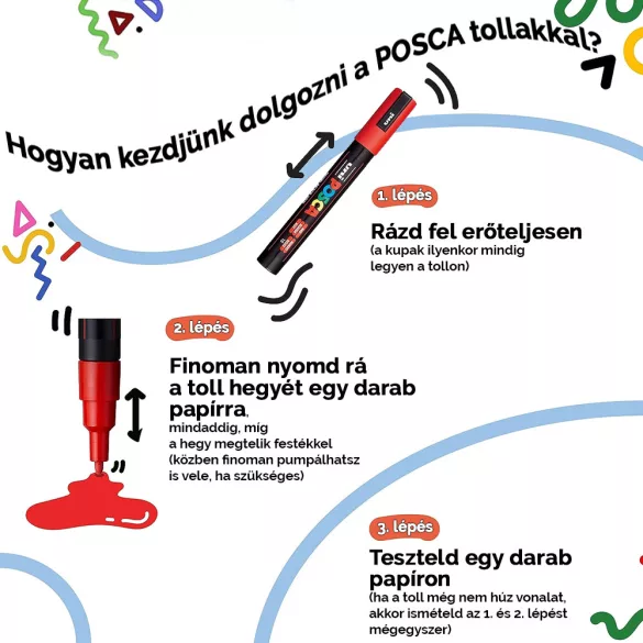 Posca filc készlet - Uni Posca Acrylic Paint Marker PC5M Set, Medium - 1.8-2.5mm - Standard