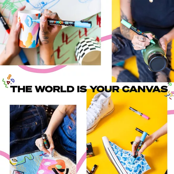 Posca filc készlet - Uni Posca Acrylic Paint Marker PC5M Set, Medium - 1.8-2.5mm - Standard