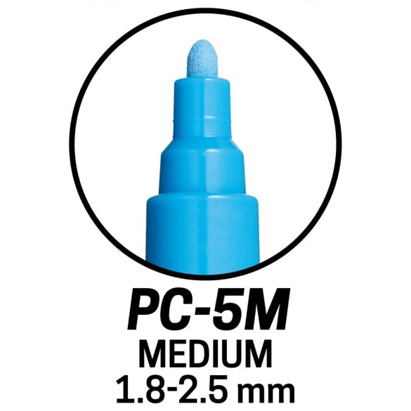 Posca filc készlet - Uni Posca Acrylic Paint Marker PC5M Set, Medium - 1.8-2.5mm - Metal