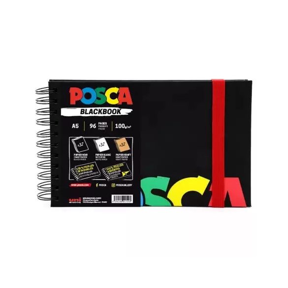 Posca Blackbook Markertömb 100gr - A5, 48 lap, három színű lapok