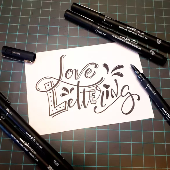Love Lettering Calligraphy Set 5pc Uni-pin - Black