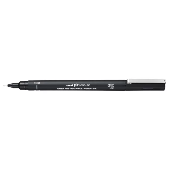 UNI PIN 6 darabos rajzmarker készlet (4 db Fekete rajzmarker: 0,3; 0,7; 1,2, és Ecset, Világosszürke ecset; Sötétszürke ecset)