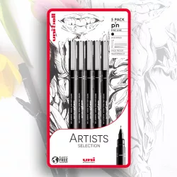   Filc készlet - Uni-Ball Artists Selection Set 5pc Uni-pin - fekete