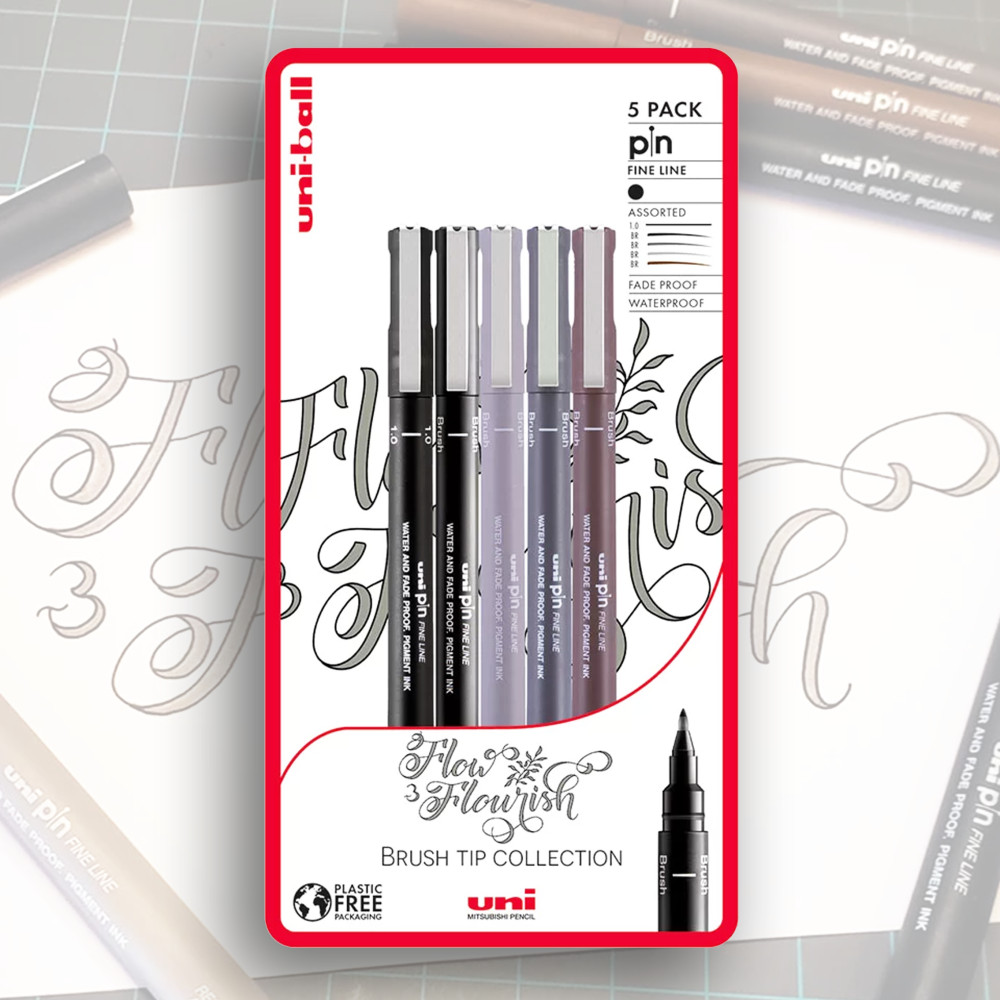 Uni Pin Fine Line Pens 3 Set, Sepia & Black 