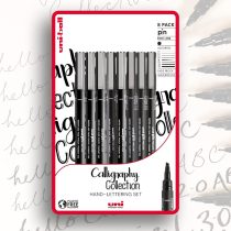   Calligraphy Collection Hand-Lettering Set 8pc Uni-pin - Black