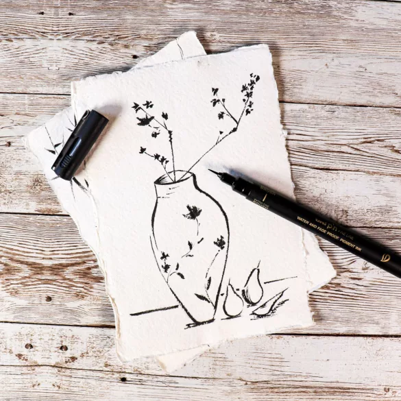 Extra Vékony Ecsetfilc - Uni PIN Fine Line Extra Fine Brush Pen - Fekete