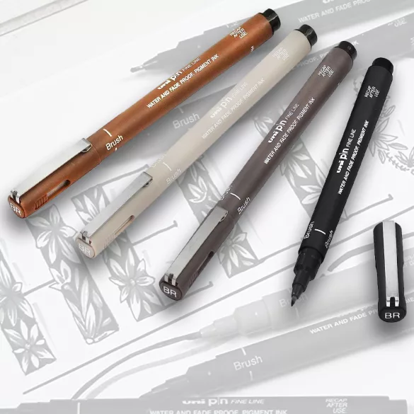 Brush Pen - Uni PIN Fine Line Brush Pen - Light Grey - BR