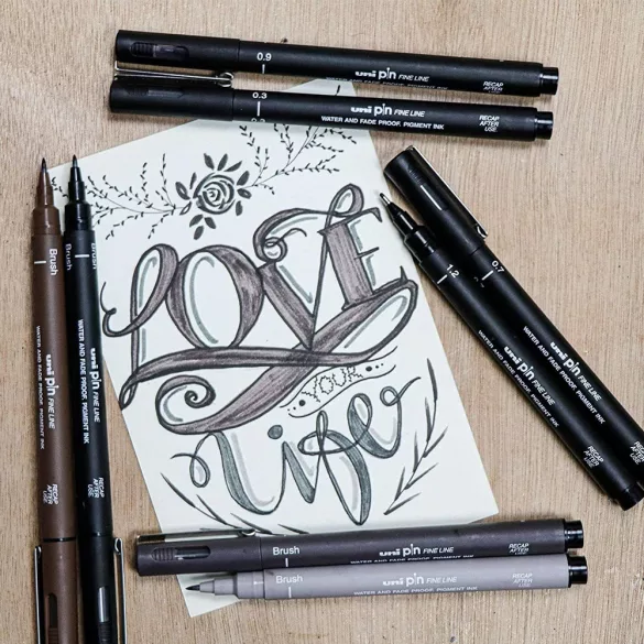 Brush Pen - Uni PIN Fine Line Brush Pen - Light Grey - BR