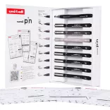 Tűfilc és ecsetfilc készlet - UNI PIN MANGA 9 db-os készlet - fekete tűfilcek plusz ecsetfilcek: fekete, világosszürke és sötétszürke