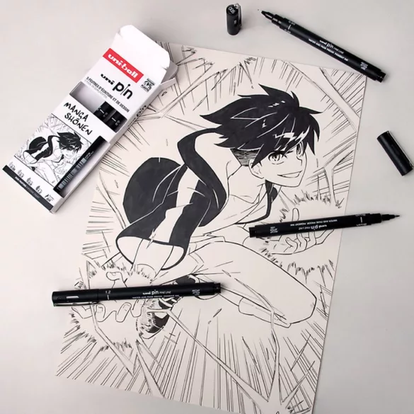 uni-ball PIN Ink Pen MANGA Starter Set 9 in Cardboard Box