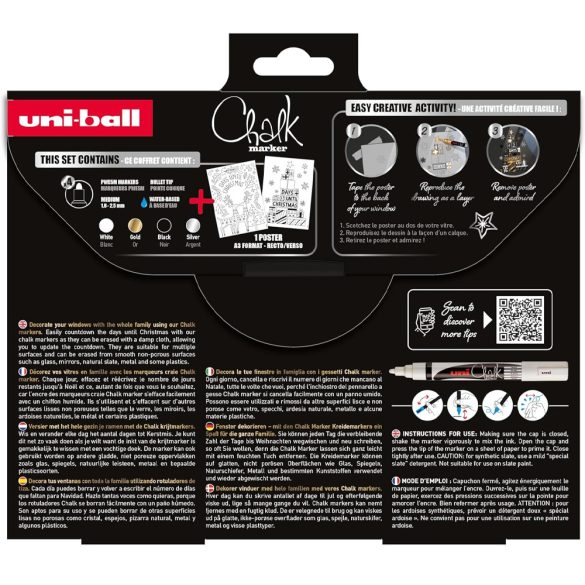 uni-ball Liquid Chalk Pens Christmas Set, 4pcs
