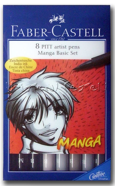 PITT Artist Pen Manga Basic Set of 8