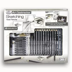   Nagy művészeti oktató készlet - Grafika - Royal & Langnickel Art Instructor Sketching "Facial Feautres" Set 35pcs