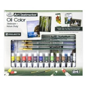  Nagy művészeti oktató készlet - Olajfestés - Royal & Langnickel Art Instructor™ Oil Colour "Seascape" Nature Sudy Set 24pc