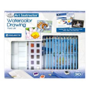 Nagy művészeti oktató készlet - Rajzolás akvarellceruzával - Royal & Langnickel Art Instructor™ Watercolor Drawing "Pond Life" Set 30pc