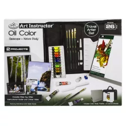   Nagy művészeti utazó készlet asztali festőállvánnyal és hordtáskával- 37x28x7cm - Olajfestés a természetben