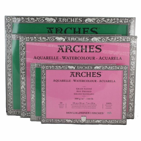 ARCHES Travel Book savmentes akvarelltömb 100 % pamutból, 300 gr, melegen préselt, sima - 15 lap, 15 x 25 cm