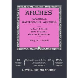   ARCHES savmentes akvarelltömb 100 % pamutból, 300 gr, melegen préselt, sima - 12 lap, A5