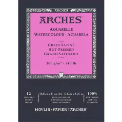   ARCHES savmentes akvarelltömb 100 % pamutból, 300 gr, melegen préselt, sima - 12 lap, A4