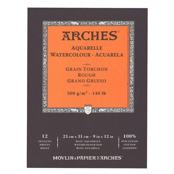 ARCHES savmentes akvarelltömb 100 % pamutból, 300 gr, hidegen préselt, durva felületű - 12 lap, A5