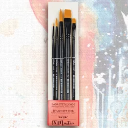 Ecsetkészlet, szintetikus - ARTIKON Master 1006 Sythetic Flat Gold Taklon Art Brush Set - 5pcs