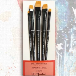   Ecsetkészlet, szintetikus - ARTIKON Master 1006 Sythetic Flat Gold Taklon Art Brush Set - 5pcs