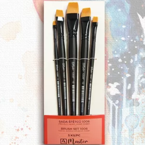 Ecsetkészlet, szintetikus - ARTIKON Master 1006 Sythetic Flat Gold Taklon Art Brush Set - 5pcs