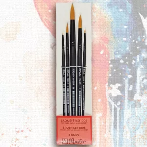 Ecsetkészlet, szintetikus - ARTIKON Master 1006 Sythetic Flat Gold Taklon Art Brush Set - 5pcs