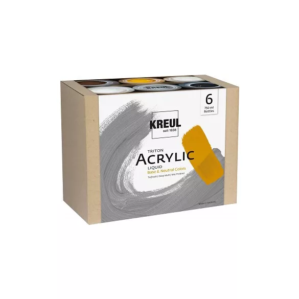 Akril festékkészlet Kreul Triton 6x750ml – Neutral Colors