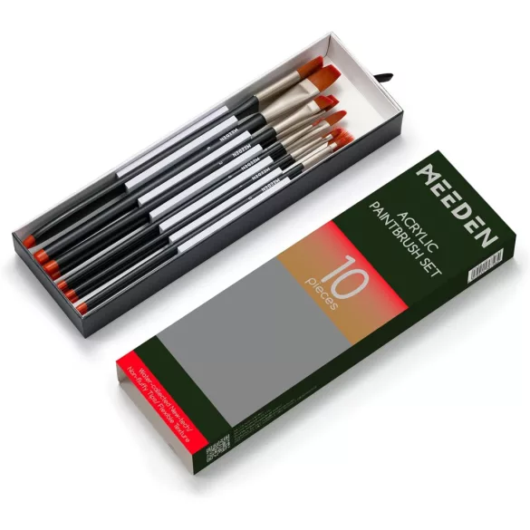 Brush Set, Syntethic - Ecsetkészlet - MEEDEN Art Oil Paint Brush Set, 10pcs