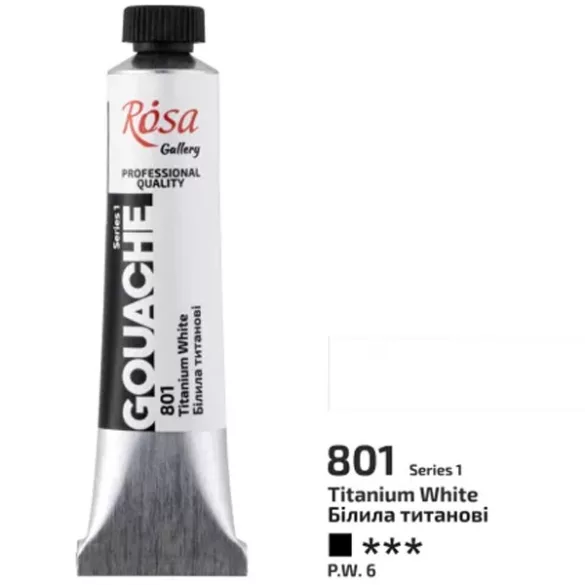 Művésztempera, tubusos - ROSA Gallery Gouache paint 20ml - 801 Titanium White (és további színek)