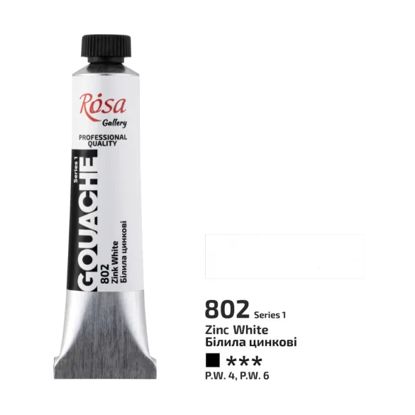 Művésztempera, tubusos - ROSA Gallery Gouache paint 20ml - 802 Zink White