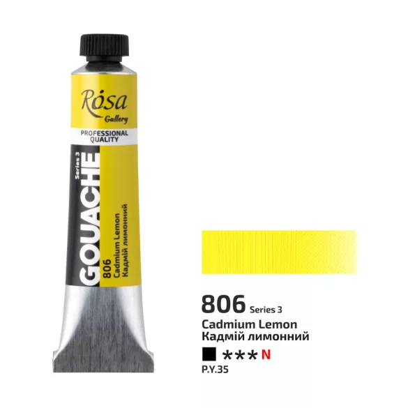 Művésztempera, tubusos - ROSA Gallery Gouache paint 20ml - 806 Cadmium Lemon