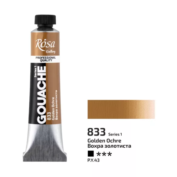Művésztempera, tubusos - ROSA Gallery Gouache paint 20ml - 833 Golden Ochre