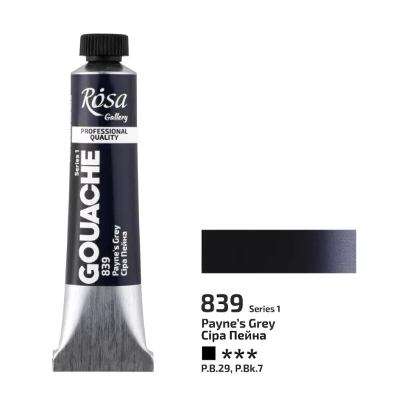 Művésztempera, tubusos - ROSA Gallery Gouache paint 20ml - 839 Payne's Grey