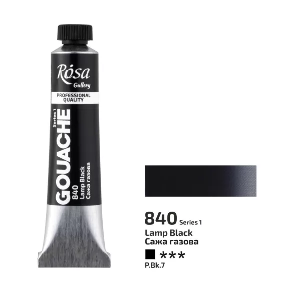 Művésztempera, tubusos - ROSA Gallery Gouache paint 20ml - 840 Lamp Black